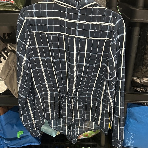 Suzy Shier Navy Plaid Button Down Shirt - Picture 3 of 3